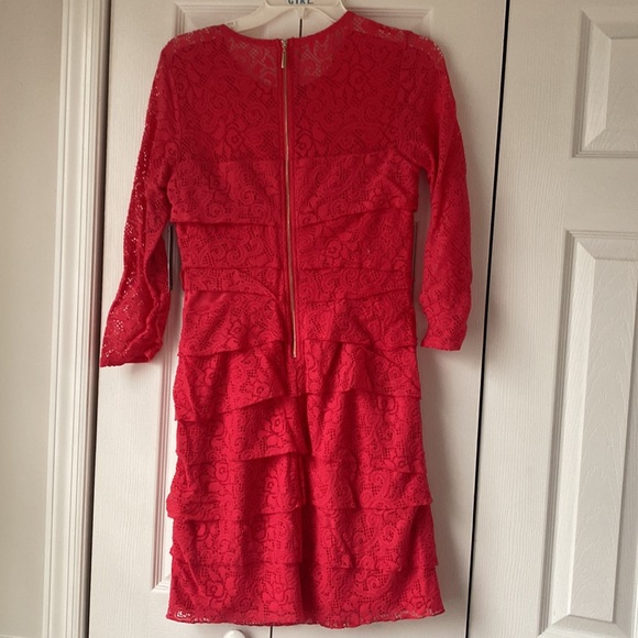 NWT Laundry by Shelli Segal Dress Sz 6 Dark Geranium 3/4 Sleeve Tiered Cocktail - Picture 7 of 7